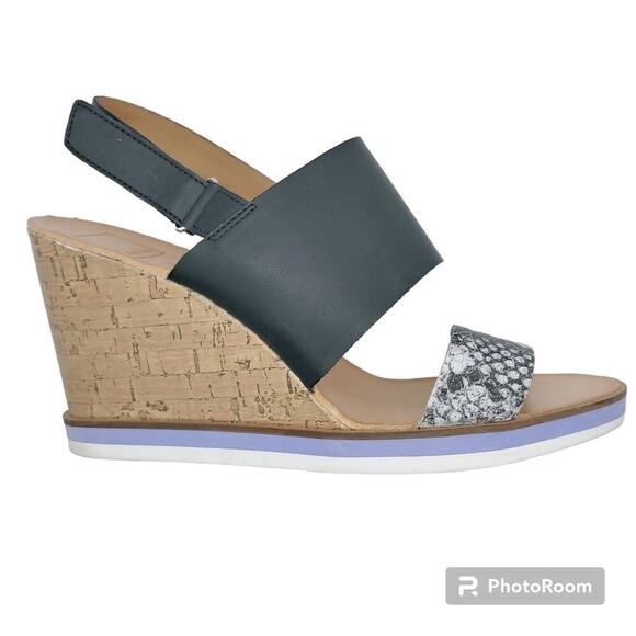 Dolce Vita Lizzie Leather Open Toe Wedge Sandals Sz 10 - Picture 1 of 11